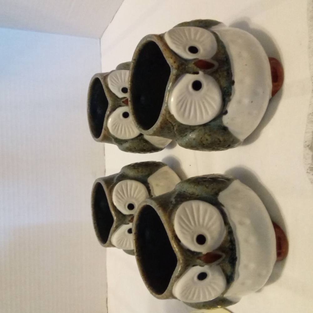 Minor Ware Japanese Pottery Yunomi Chawan Tea Cup Owl